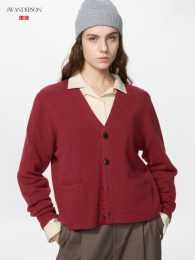 UNIQLO Укороченный кардиган из шерсти ягнёнка с V-образным вырезом.  фото