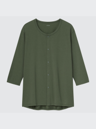 UNIQLO Футболка спереди на молнии/Рукав 3/4 (100% хлопок, Быстросохнущая)  фото
