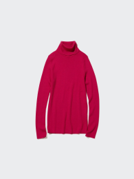 UNIQLO Мериносовый ребристый свитер с воротником-стойкой, 100% мериносовая шерсть, Размеры: XS-3XL, Цвета: Ультрамарин, Синий, Бежевый, Оранжевый, Винный, Черный, Выбеленный, Серый  фото