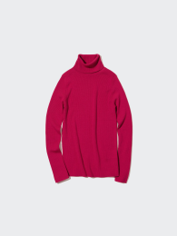 UNIQLO Экстрафайн мериносовый ребристый свитер с воротником-стойкой (длинный рукав)  фото
