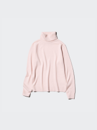 UNIQLO Кашемировый свитер с воротником-трубой XS (Фиолетовый/Оливковый)  фото