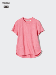 UNIQLO Льняная футболка с круглым вырезом  фото