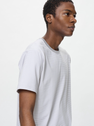 UNIQLO Эйризм хлопковая футболка с круглым вырезом / в полоску.  фото