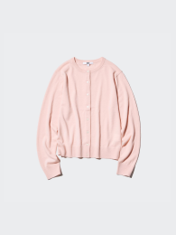 UNIQLO Мериносовый кардиган с круглым вырезом, размеры S-3XL, цвета: Фиолетовый, Синий, Черный  фото