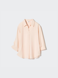 UNIQLO Рубашка из вискозы с отложным воротником / с рукавом три четверти  фото