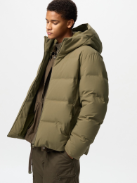 UNIQLO Мужская бесшовная укороченная куртка с пухом | Размеры: XS-4XL, Цвета: Ультрамарин, Черный, Темно-серый  фото