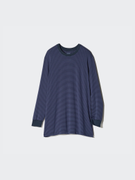 UNIQLO Хиートテック Круглой Горловиной / Полосатый / 3/4 Рукав (Умеренная посадка, 9-волонтажный рукав)  фото