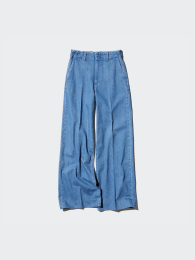 UNIQLO Широкие брюки, Белый, Темно-серый, Натуральный, Синий, Голубой, Ультрамарин, Серый, Бежевый, XS-3XL  фото