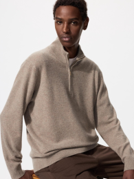 UNIQLO Кашемировый свитшот на молнии Хафуджип.  фото
