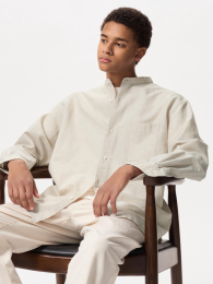 UNIQLO Шелковисто-ленточная рубашка с отложным воротником (Размеры XS-4XL)  фото
