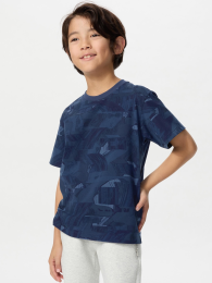 UNIQLO Быстросохнущая круговая футболка с длинным рукавом (Синий, Размер 100)  фото