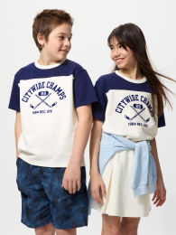 UNIQLO Аэрийский хлопок, Графический кружевной футболка, Размер 100, Цвет Выбеленный  фото