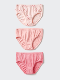 UNIQLO Детские эластичные хлопковые трусики/набор из 3 штук, Розовый, Размер 130  фото