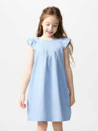 UNIQLO Денимовое платье для девочек (Размеры 100-160, Цвета: Черный, Синий, Фиолетовый)  фото
