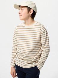 UNIQLO Эализм футболка с круглым вырезом из хлопка, Ультрамарин, Размер 100(3-4歳)  фото