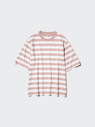 UNIQLO Футболка в стиле оверсайз с полоской, Белый, XS-4XL  фото