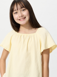 UNIQLO Футболка с рукавами-фонариками для девочек.  фото