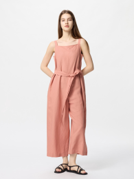 UNIQLO Льняно-хлопковый комбинезон с поясом, расслабленный крой  фото