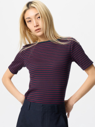 UNIQLO Рубашка с круглым вырезом/рукав до локтя/в полоску  фото