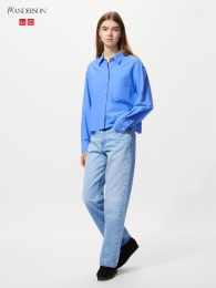 UNIQLO Джинсы прямого кроя с посадкой на среднем поясе (Размеры 23-36, Ультрамарин)  фото