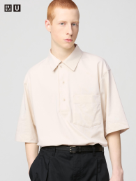 UNIQLO Эализм хлопковая поло для мужчин, XS-XXL, Черный/Натуральный/Серый  фото