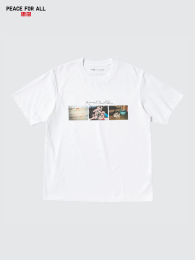 UNIQLO Футболка PEACE FOR ALL с посланием о мире | Размеры:XS-4XL, Цвет:Белый  фото