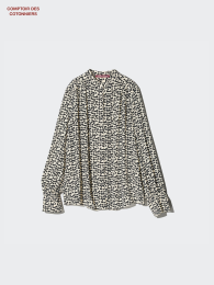 UNIQLO Рубашка с воротником-стойкой из вискозы, Синий, Размер S  фото