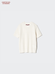 UNIQLO Текстурированный льняной свитер с круглым вырезом  фото