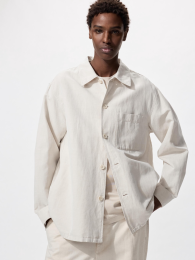 UNIQLO Шелковисто-ленточный рубашечный жакет (Размер S, Цвет Белый)  фото