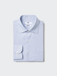 UNIQLO Суперудобная рубашка в клетку, не требующая глажки, приталенная/полусвободная, Размер: 3XL, Цвет: Синий  фото