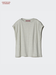 UNIQLO Льняная футболка с французским рукавом и свободным кроем.  - купить