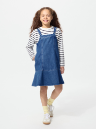 UNIQLO Джинсовая куртка-юбка для девочек, Размер 100, Выбеленный  фото