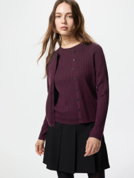 UNIQLO Мериносовый кардиган с круглым вырезом и короткими рукавами.  фото