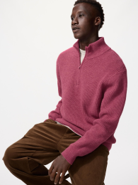 UNIQLO Свитер с полузастежкой на молнию из пряжи суфле 4XL Выбеленный  фото