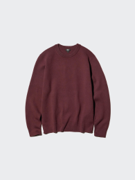 UNIQLO Свитер с круглым вырезом из моющейся миланской вязки, Серый, XS-4XL (ウォッシャブルミラノリブクルーネックセーター) фото