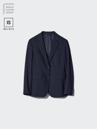UNIQLO Стрейчевый приталенный пиджак, XS, Размеры 56, 58, Ультрамарин/Черный/Серый (ストレッチテーラードジャケット/XS) - купить
