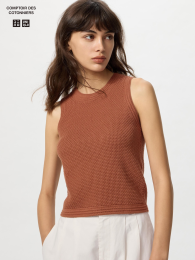 UNIQLO Короткий свитер без рукавов из хлопка с узором 