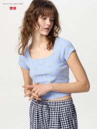 UNIQLO Футболка с квадратным вырезом, укороченный силуэт | XS-3XL  фото