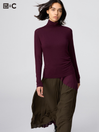 UNIQLO Экстремально теплая термоткань кашемировый микс водолазка с длинными рукавами.  фото