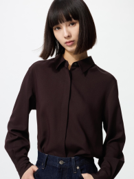UNIQLO Рубашка из вискозы, Черный/Серый, Размер XS  фото