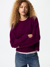 UNIQLO Свитер с круглым вырезом из пряжи, Синий, Размер 3XL  фото