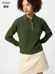 UNIQLO Шерстяной свитер-поло с добавлением других волокон. (ウールブレンドポロセーター) фото