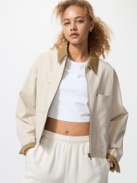 UNIQLO Укороченный свитшот с молнией (3XL, Натуральный) – Стильный кэжуал верх  фото