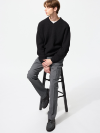 UNIQLO Тёплые умные брюки/Гусиная лапка | Размер 115, Серый  фото