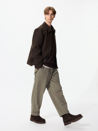 UNIQLO Теплые Легкие Брюки Укороченной Длины (3XL/4XL, Оливковый) (ウォームイージーパンツ/丈短め) фото