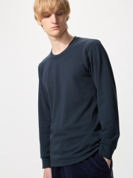 UNIQLO Супер-теплой термофутболка с длинными рукавами с круглым вырезом.  фото