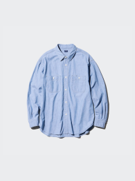 UNIQLO Шамбревая оверсайз рубашка (シャンブレーオーバーシャツ) фото