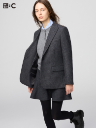 UNIQLO Твидовый пиджак на заказ, Серый, Размер M  фото