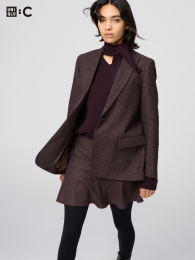 UNIQLO Твидовый Приталенный Пиджак с Плечевыми Накладками и Внутренним Карманом  фото
