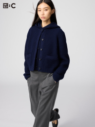 UNIQLO Вафельный вязаный кардиган с круглым вырезом  фото